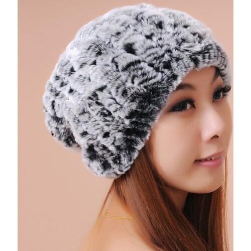 Woman Oversized Winter Stretch Rabbit Fur Bomber Caps Lady Protective Ear Warm Rabbit Fur Bomber Hat Female Rabbit Fur Scarf
