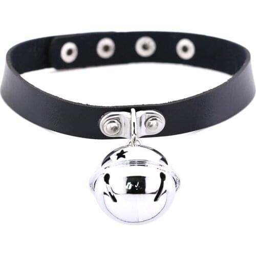 ZIMNO Goth Leather Choker Necklaces for Women Bells Pendant Chock Sexy Collar Boho Gothic Jewelry Harajuku Accessories Gifts