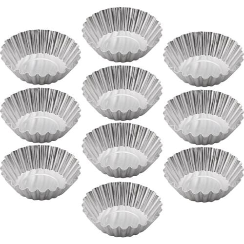 Baking Tool 10PCS Egg Tart Aluminum Cupcake Cake Cookie Flower Mold Mould Tin