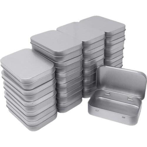 24 Pack Metal Rectangular Empty Hinged Tins Box Containers Mini Portable Box Small Storage Kit,Home Organizer,3.75 by 2.45 by 0