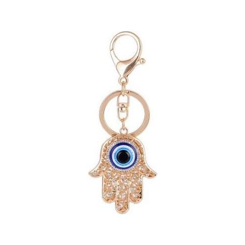 50 PCS Lucky Charm Amulet Hamsa Fatima Hand Evil Eyes Keychains Purse Bag Buckle Pendant For Car Key Rings key chains holder