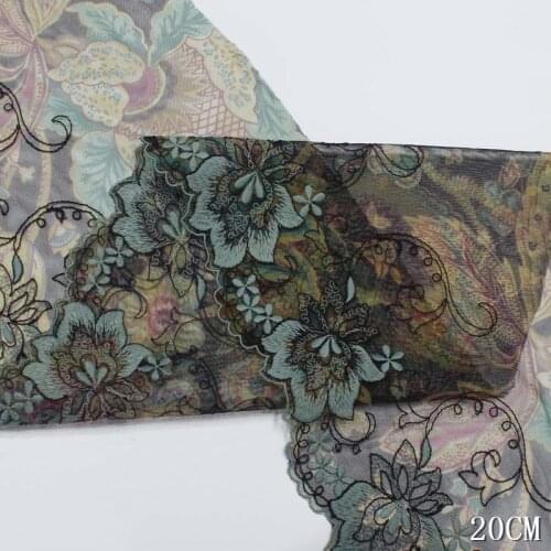 62Yards Green Printed Embroidered Lace Trim Fabric For Clothes Accessories Lingerie Bra Garter Sewing Stretch Fabrics DIY
