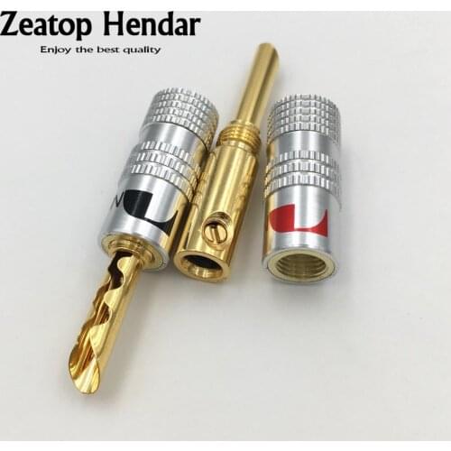 8Pcs 24K Gold Plated Audio Nakamichi BFA Silent Wire Tube 4MM Banana Speaker Plug Connector Screw Cable & Wire