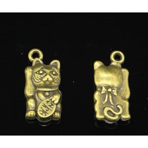 8pcs luck cat Charms Antique Bronze Plated Zinc Alloy Charms Pendants Metal Jewelry Findings Fit DIY 23*11mm