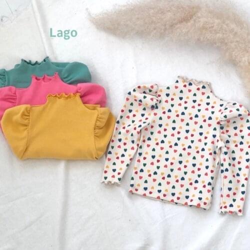 Baby Girls Basic Shirts New Kids Clothes Korean Style Puff Long Sleeve Solid Color Tops 1-6Years Babi Princess Costume Autumn