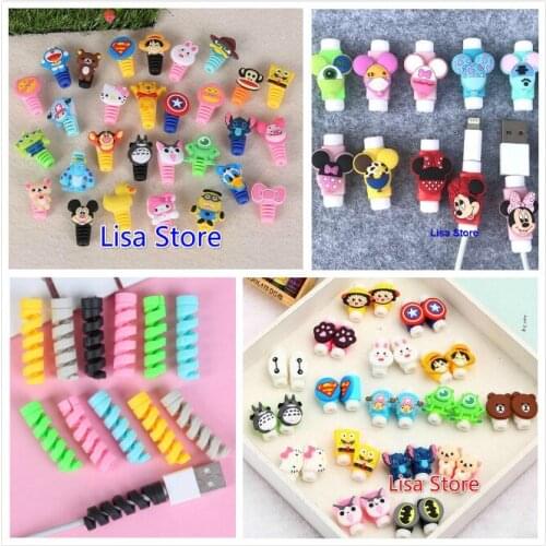 FreeShip 16pc/8 pairs Cartoon USB Charger Cord Earphone Cable Protector Cable Winder For iPhone Samsung Cell Phone Charger Cord