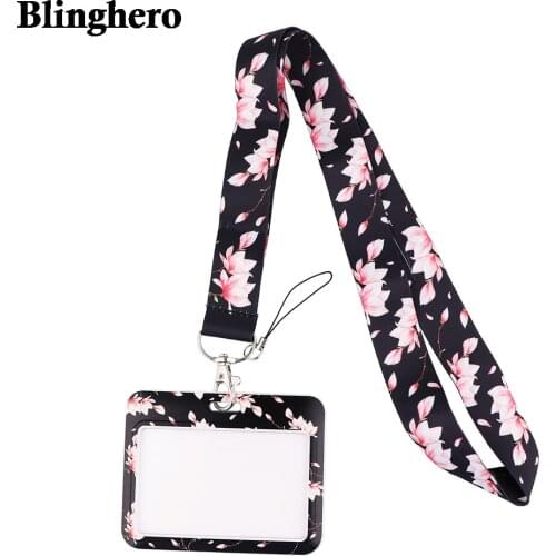 CB645 Cherry Blossoms Women Keychain Neck Strap Lanyards for keys ID Card Passport Gym Cell Phone USB Badge Holder