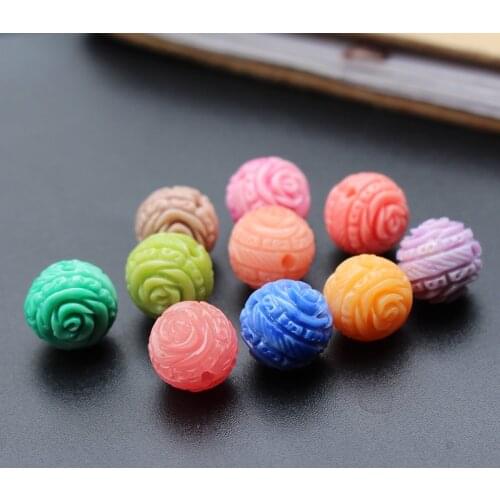 10pcs 10mm Carved Flower Beads Double colored Artificial Coral beads Multi-color for Earring Bracelet Necklace Jewelry making