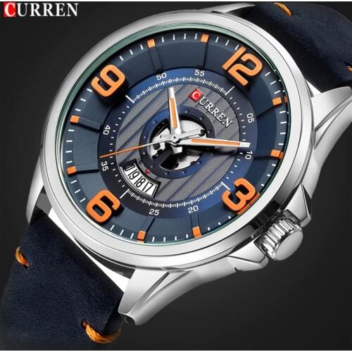 Relogio Masculino New CURREN Luxury Brand Men Fashion Sport Watch Mens Leather Waterproof Quartz Wrist Watches Male Date Clock