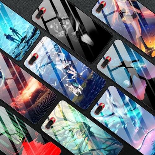 Case For OPPO K1 Back Phone Cover Black TPU Silicone Bumper With Tempered Glass
