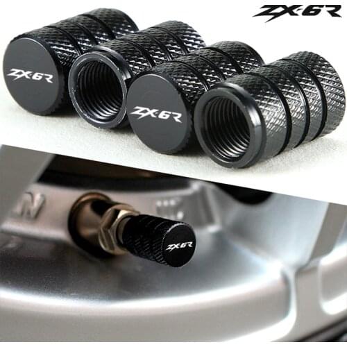 For KAWASAKI ZX6R ZX-6R ZX 6 R Motorcycle Accessorie CNC Wheel Tire Valve Stem Caps CNC Airtight Covers logo "ZX6R"