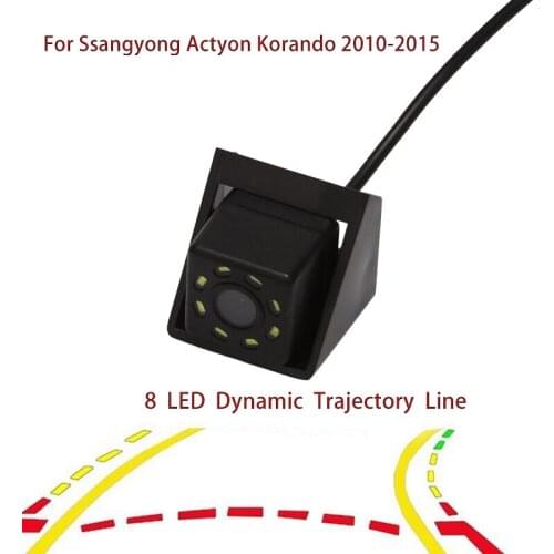 8LED Dynamic Trajectory HD Car Rearview Backup Camera Reverse Parking Camera for Ssangyong Actyon Korando 2010-2015