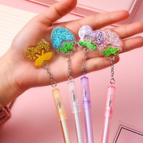 Kawaii Fruit Gel Pen Student Cute Strawberry Cherry Pendant Neutral Pen Girl Gift Signature Black Ink 0.5mm School Office Supply