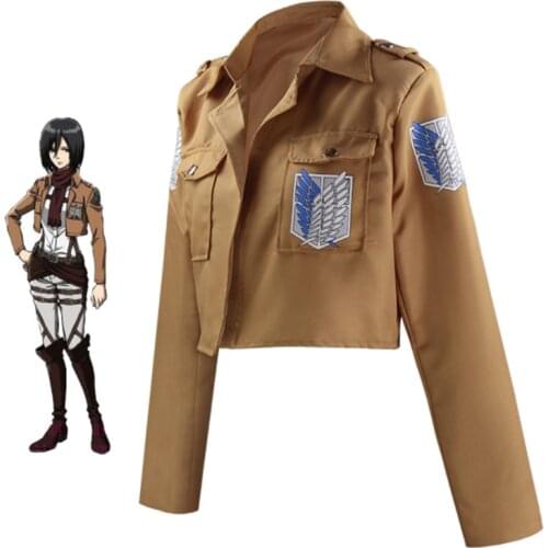 Attack On Titan Cosplay Jacket Anime Brown Coat Women Man Adults Eren Levi Mikasa Shingeki No Kyojin Halloween Cosplay S-XXL