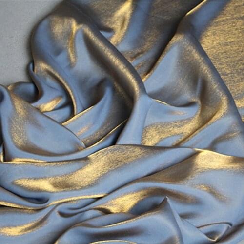 Mercerized Cotton Silk Satin Fabric Gray Blue Gold Gradient DIY Decor Cheongsam Kungfu Suit Evening Dress Designer Fabric