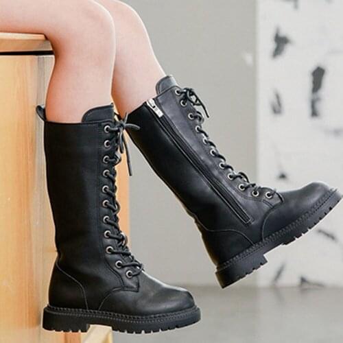 Fashion Korean Style PU Leather Shoes New Arrival Girls Boots 2020 Autumn Winter Kids Children Martin Boot Shoes