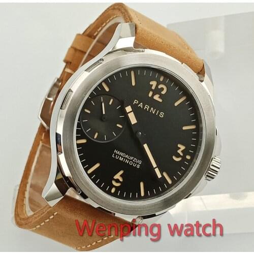 44mm Parnis Luminous Marker 6497 hand Winding Watch Mens Casual Watch Christmas Gift Sapphire Glass Small Second