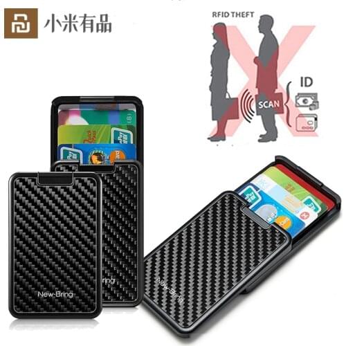 Youpin Anti Rfid Wallet Card Holder Men Women Purse Carbon Fiber Credit Cards Holder Ultra-Thin Money Clip