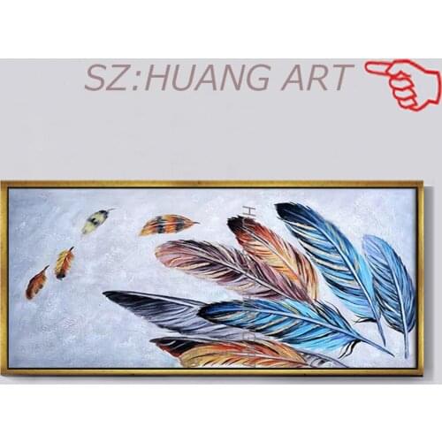Wall Art New Feather Art 100% Hand Painted Canvas Peacock feathers Oil Painting Unframed Artwork For Living Room Decor