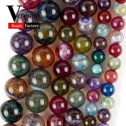 Natural Colorful Dragon Venis Jaspers Stone Round for Jewelry Making 6-10mm Beads Diy Bracelet Necklace Accessories Wholesale