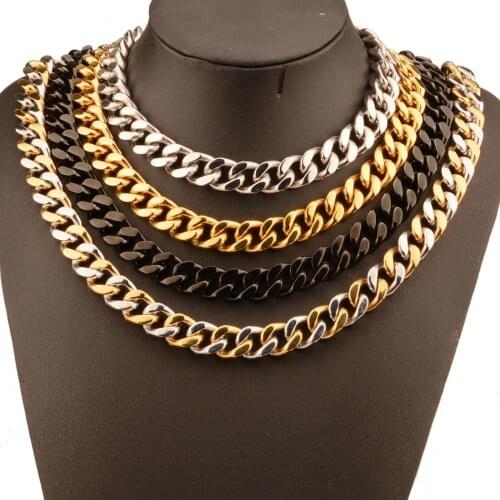New Style Stainless Steel Cuban Chain Gold Black Fashion Hip Hop Men And Women Necklace Jewelry Punk Boy Accessories Male Gifts