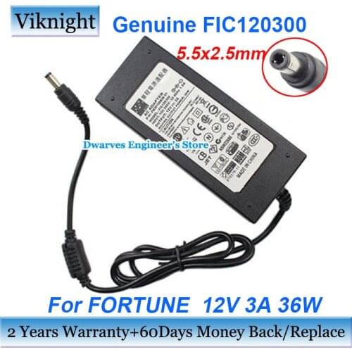 Genuine Genuine 12V 3A 36W AC Adapter Charger For Fortune FICD100826 01 Power Supply 5.5 x 2.5mm