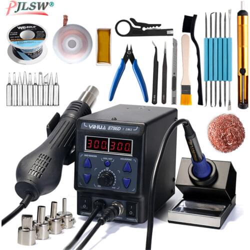 8786D-I BGA Rework Station Digital Display Iron Soldering Stations SMD Hot Air Gun Soldering Station Welding Soldering Supplies