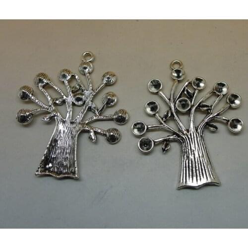 ALYMMO 2pcs/lot Antique Silver Fashion DIY Tree Pendant 59x51mm Big Tree Drops for Creative Handmade Jewelry