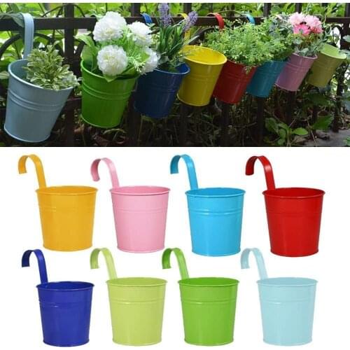 10PCS Hanging Flower Pots Iron Bucket Plant Pot Home Garden Decoration Planters Outdoor Indoor Balcony Wall Plant Holder Basket