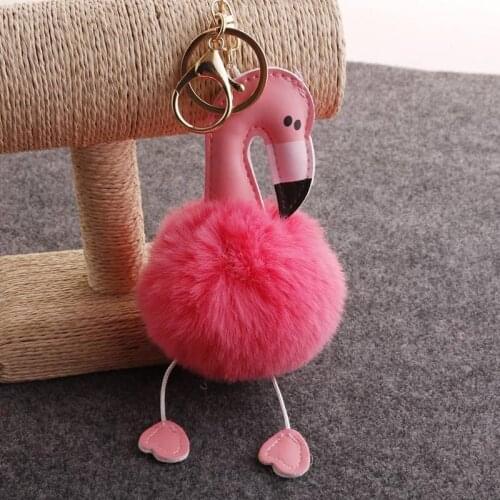 Pompom Flamingo Keychain Phone Car Bag Valentines Day Gift Wedding Decoration Car New Year Birthday Gifts Friend Party Favors