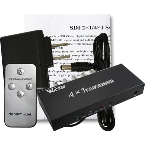 Wiistar SDI Switcher 4x1 HUB SDI Intelligent Switch Extender 4 To 1 Converter for 3G HD SD Monitor Security Camera CCTV