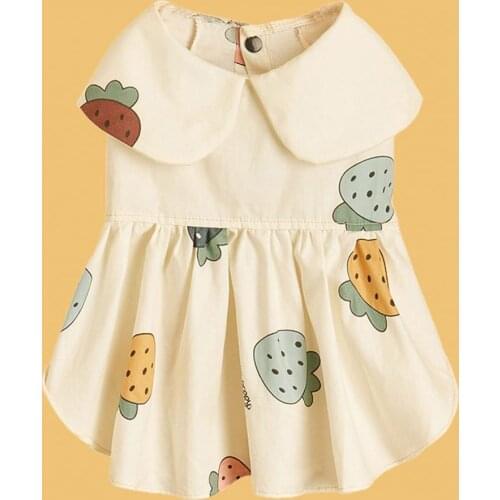 Pet Skirt Lapel Design Cute Print Short Sleeve Cat Dog Summer Pullover Dress Dog Two-legged Dresses Fashion Cotton Pet Clothes