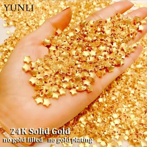 YUNLI Pure 999 Gold Five-pointed Star Pendant Necklace Real 24K Gold DIY Pendant for Women Fine Jewelry Gift