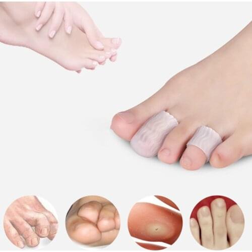 Closed Gel Toe Cushion Tube Sleeve Corrugated Corn Pad Anti-Wear Protectors Fingers Blisters Calluses Pain Relief Cap
