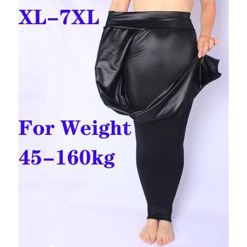 Plus Size 6XL 7XL Women Leggings Pantalones High Waist Faux Leather Leggings High Elastic Stretch Skinny Pants Pencil Trousers