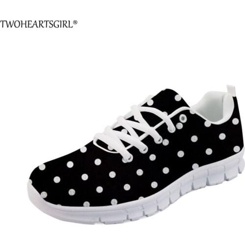 Twoheartsgirl Women Sneakers Fashion Lightweight Mesh Flat Shoes Polka Dot Print Spring Autumn Female Vulcanize Shoes Zapatillas