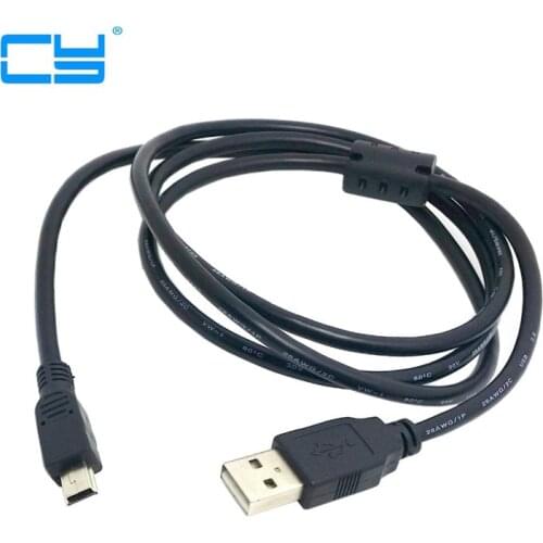0.3m 0.5m 1.5m 3m 5m USB 2.0 macho para Mini B 5pin masculino Hard Disk Mobile phone Camera cabo com nucleo de Ferrite