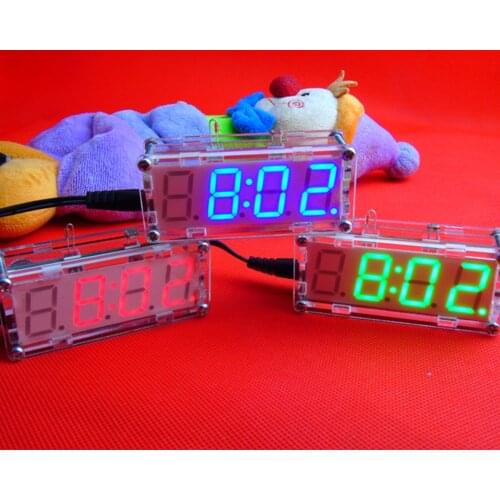 10sets Stylish 4-Digit DIY LED Digital Clock Kit Light Control Temperature Date and Time Display with Clear Box DIY Kit Timer