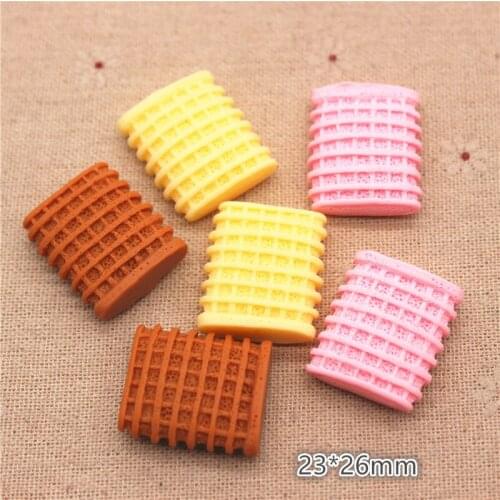 10pcs 23*26mm Cute Resin Wafer Chocolate Biscuit Simulation Food Art Supply Flatback Cabochon DIY Craft Decoration