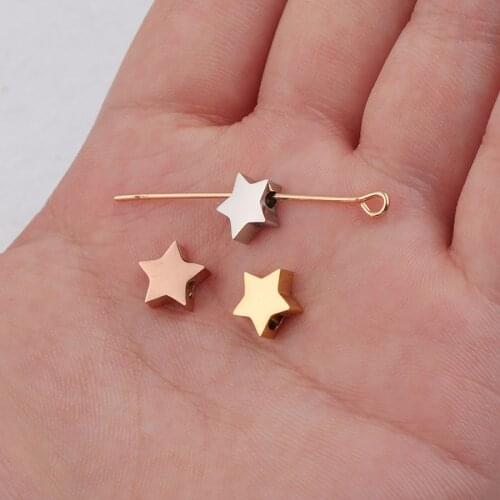 100% Stainless Steel Pentagram Star Beads Charms For Jewelry Making 1.8mm Hole Metal Bead Mirror Polished 30pcs