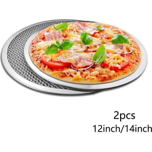 12Inch/14Inch Non-Stick Pizza Screen Pan Baking Tray Set -New Seamless Aluminum Pizza Net Bakeware Kitchen Tools