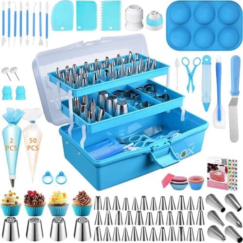 Silk Flower Tool 236 Piece Set Cake Decoration Pastry Storage Box Pastry Cream Bags Russian Nozzle Baking Tool Set