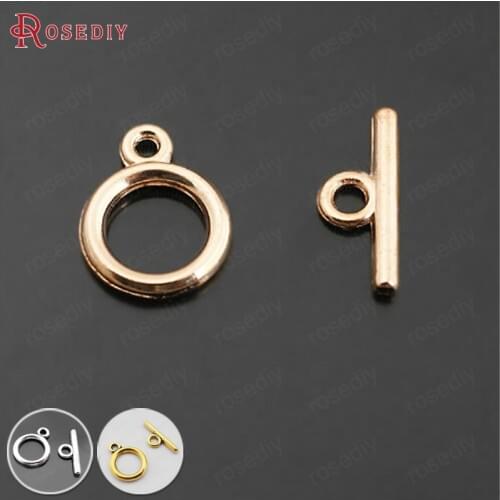 27391)30 Sets O Shape 12MM Champagne Gold Color Zinc Alloy O Toggle Clasps Bracelets Clasps Diy Jewelry Findings Accessories
