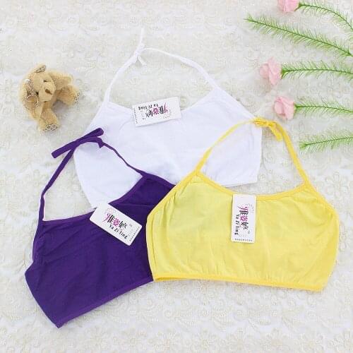3Pcs Girls' developmental underwear Girls students' non-wireless cotton bra tube top 7-14Y training bra