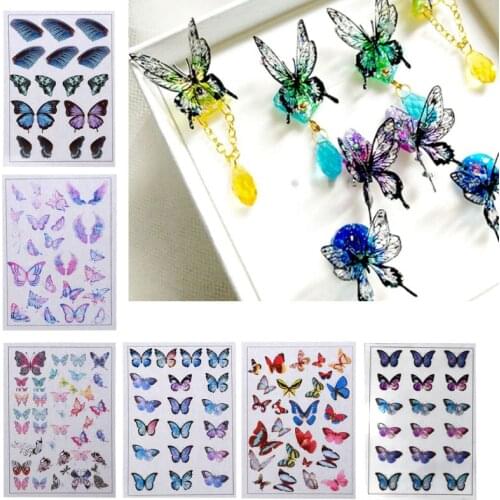 6 pieces of butterfly wing resin filling, cicada wing drape resin mould filling, can be used to make keychain ornament.85LA