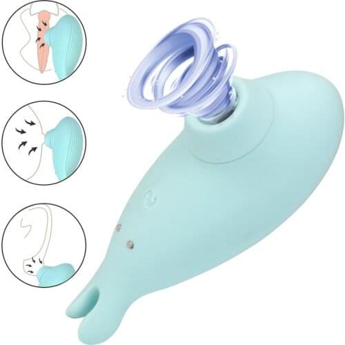 7 Frequency Blue Shark Oral Sex G Spot Vibrator Nipple Massager Sex Toys for Women Clitoris Stimulator Sucking Vibrator