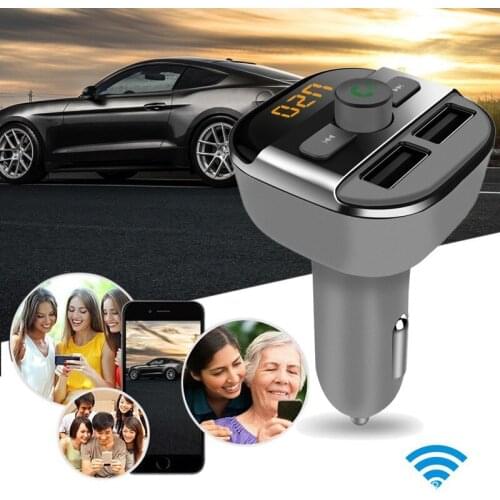Upgarde Bluetooth Handsfree Calling FM Transmitter Music Player Support TF / U Disk Dual 2 USB Car Charger 12V 24V Universal