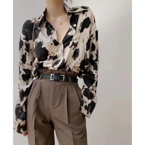 Leopard Print Temperament Womens Blouse 2021Spring Summer New Long-sleeved Blouse Outer Wear Design Lightly Cooked Chiffon Top
