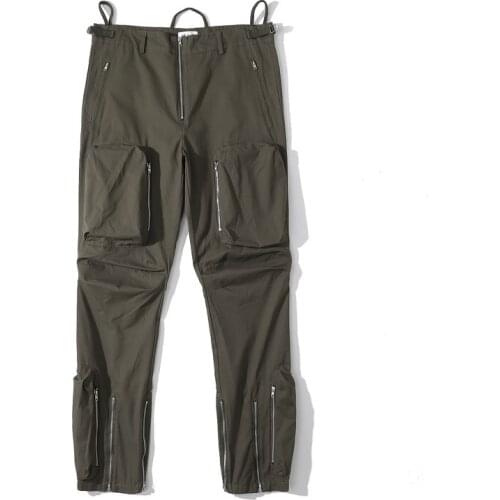 Summer Autumn High Street Dimensional Pocket Zipper Straight Pants Outdoor Hiking Trekking Mens Fashion Loose Casual Trousers