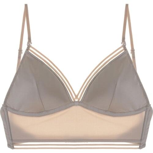 2020 New Ice silk Smooth Cup Big Backless Wireless Bra with Inserts Removable Straps Adhesive Bras Sexy Underwear Women Lingerie